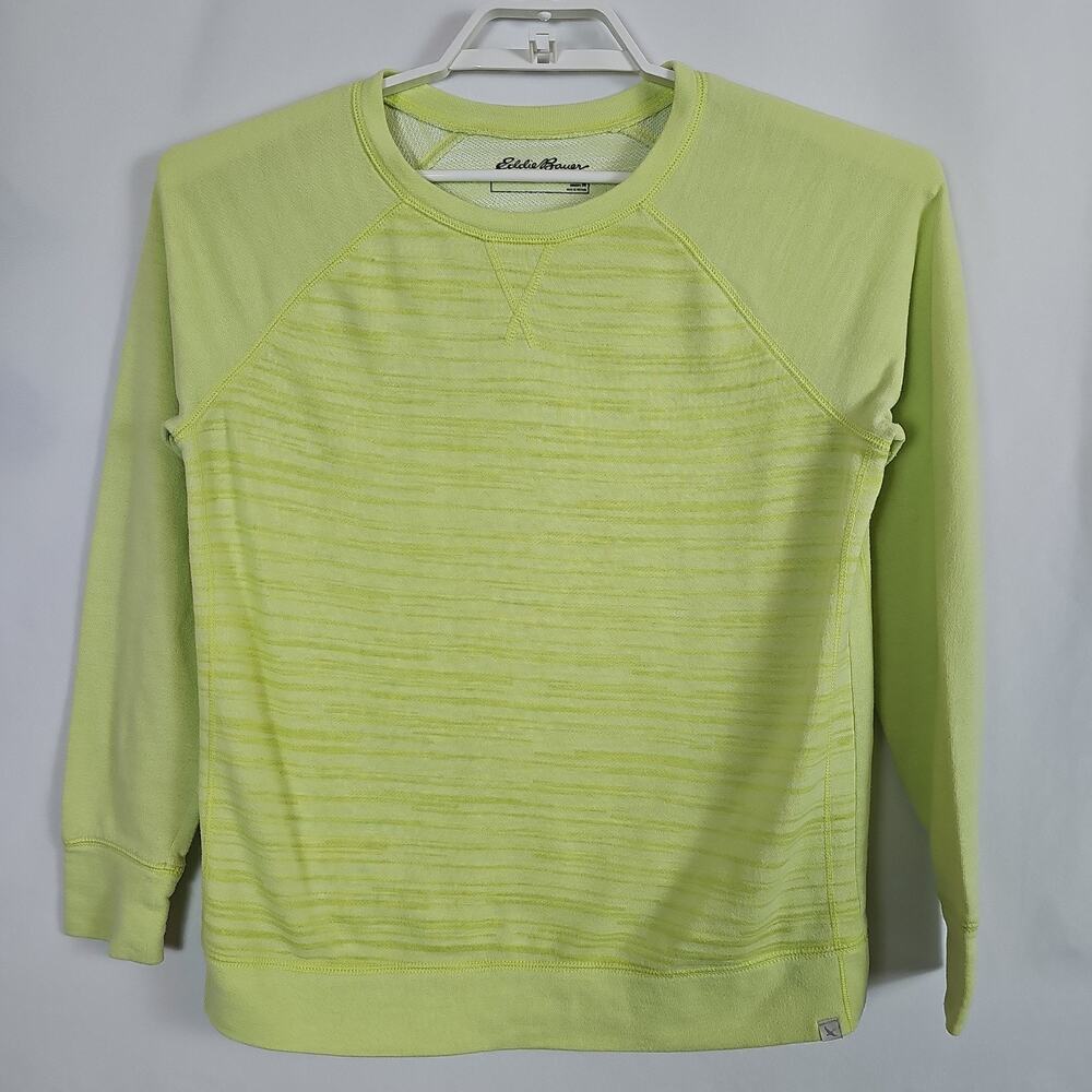 Eddie Bauer Women's Medium Neon Green Long Sleeve Sweater Crew Neck Outdoor Top